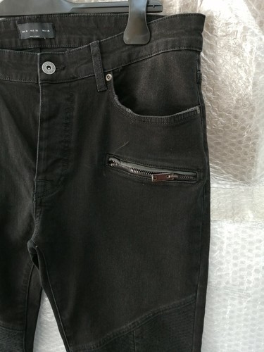 ZARA ZMDC - PANTALONI JEANS UOMO NERO STRETTO TOPPE IN PELLE - TG 46 - Imagen 3 de 8