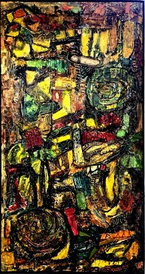Expressionist   Impression eines  Stadtbildes''  1962   Strucktur - Ölgemälde