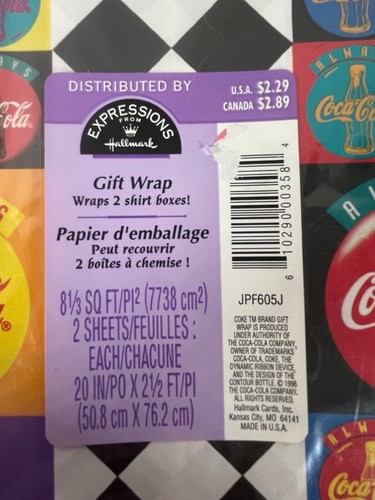Vintage Coca-Cola Verpackungspapier Geschenkverpackung von Hallmark Expressions 2 Blatt - Bild 2 von 5