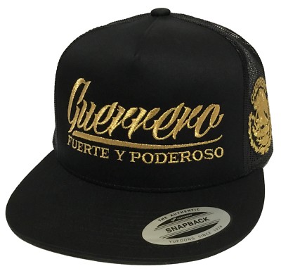 GUERRERO FUERTE Y PODEROSO MEXICO LOGO FEDERAL A LADO HAT BLACK MESH