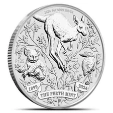 2024  1 oz Australia Silver Perth Mint 125th Anniversary BU Coin .9999 IN STOCK
