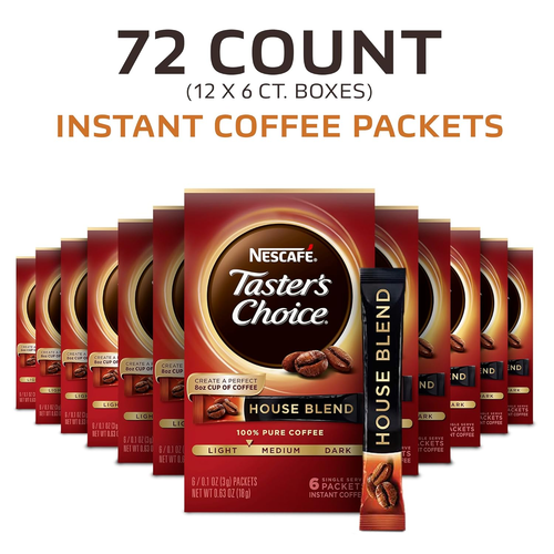 NESCAFE Taster's Choice, Miscela Casa Caffè Istantaneo Tostatura Media Leggera, 12 Scatole - Foto 2 di 12