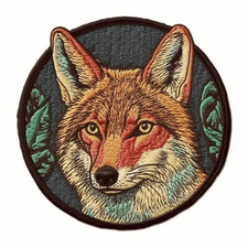 Coyote Patch Iron-on Applique Wild Animal Badge Wolf Fox Nature Mountains Canine