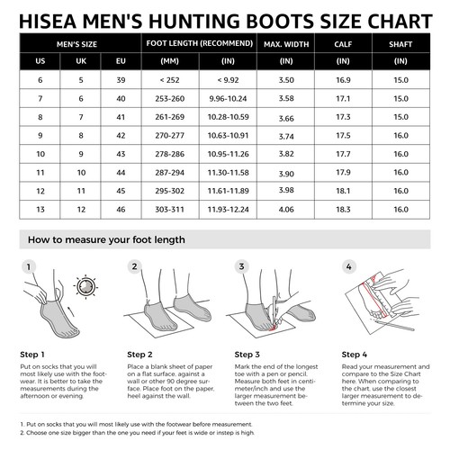 HISEA Men's Neoprene Rubber Hunting Boots Insulated Muck Working Rain Snow Boots - Picture 26 of 47