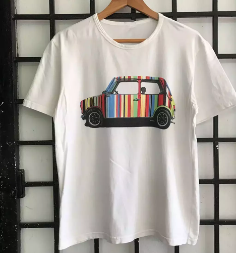T-shirt Blanc Paul Smith London Rainbow Car - Coupe Régulière - De S à 5XL - Neuf Avec étiquettes