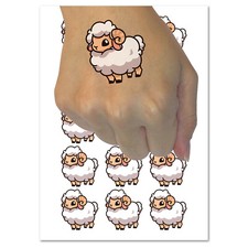 Fluffy Ram Cute Temporary Tattoo Water Resistant Fake Body Art Set