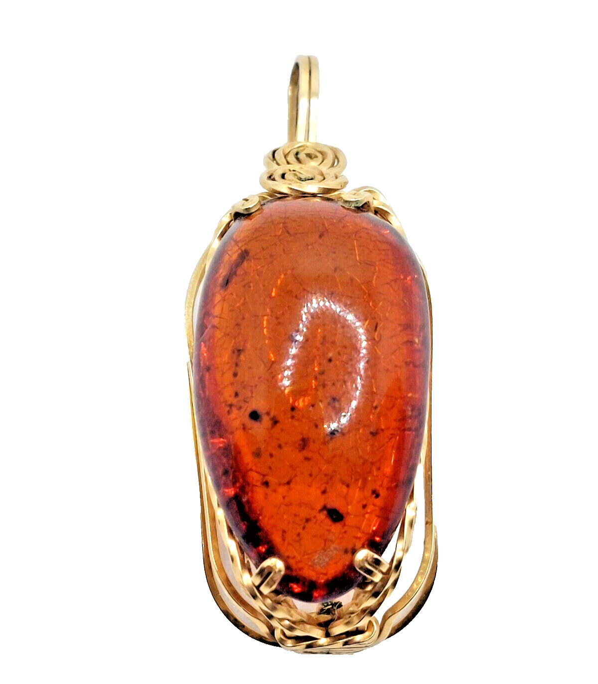 Baltic Amber 10k Solid Gold Wirewrapped  OFAK Pen… - image 1