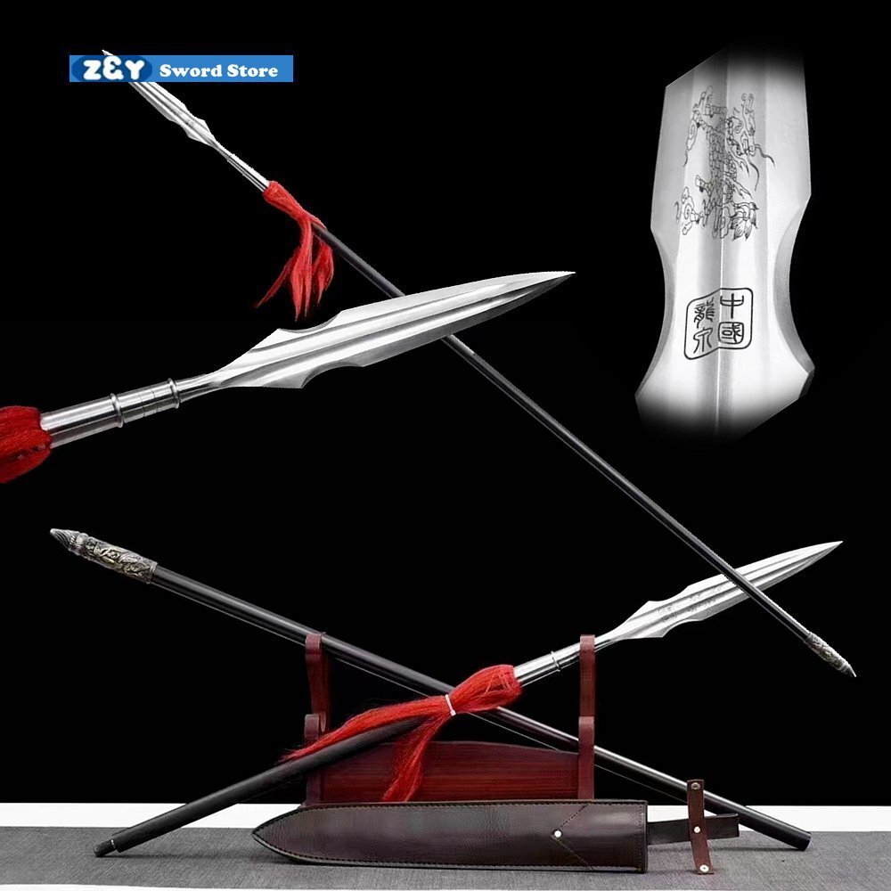 Hunting Spear Lucky Beast Nice Damascus Steel Spearhead Sword