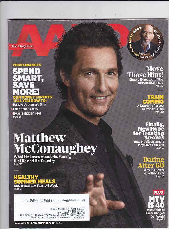 Matthew McCnaughey AARP Magazine June/July 2021