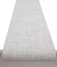 Corredor tejido de canasta Chilewich X3410 blanco plateado 14"x72"