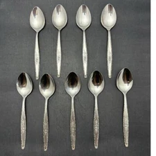 Vintage SYF2 Stylecraft Flatware Single Rose Vine Stainless Japan - 9 Teaspoons 