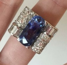 Cocktail Ring 925 Sterling Silver Blue CZ 194...