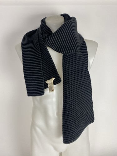 JO GORDON LAMBSWOOL SCARF BLACK GRAY STRIPED