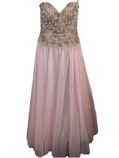 Terani Couture Sz 6 Pink Beaded Tulle Long Formal Pageant Homecoming Dress