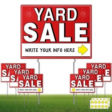 7 Pcs Yard Sale Signs with Metal Stakes, 17" x 13", Double-Sided Yard Sale Si...