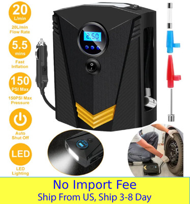 Digital Tire Inflator Portable Air Compressor LCD Display 150PSI Car Bike Pump