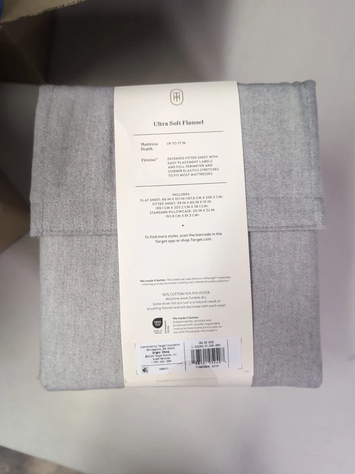 Juego de sábanas de franela ultra suave Threshold doble/doble XL  Foto 3 de 4