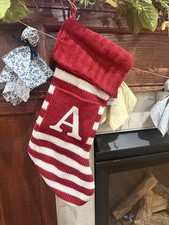 Wondershop Monogram Christmas Stocking Letter A Initial Red White Stripe Target