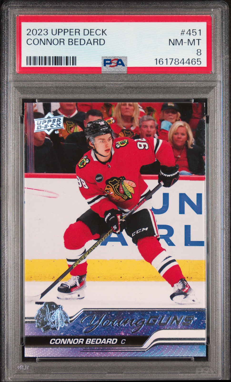 2023 UPPER DECK #451 CONNOR BEDARD ROOKIE RC PSA 8
