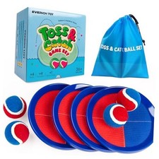 EVERICH Upgraded Toss and Catch Ball Game Set, 4 Paddles 4 Balls Blue Red