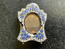 19th C Micro Mosaic Floral Decorated Shaped Miniature Italian Frame 4-In Tall