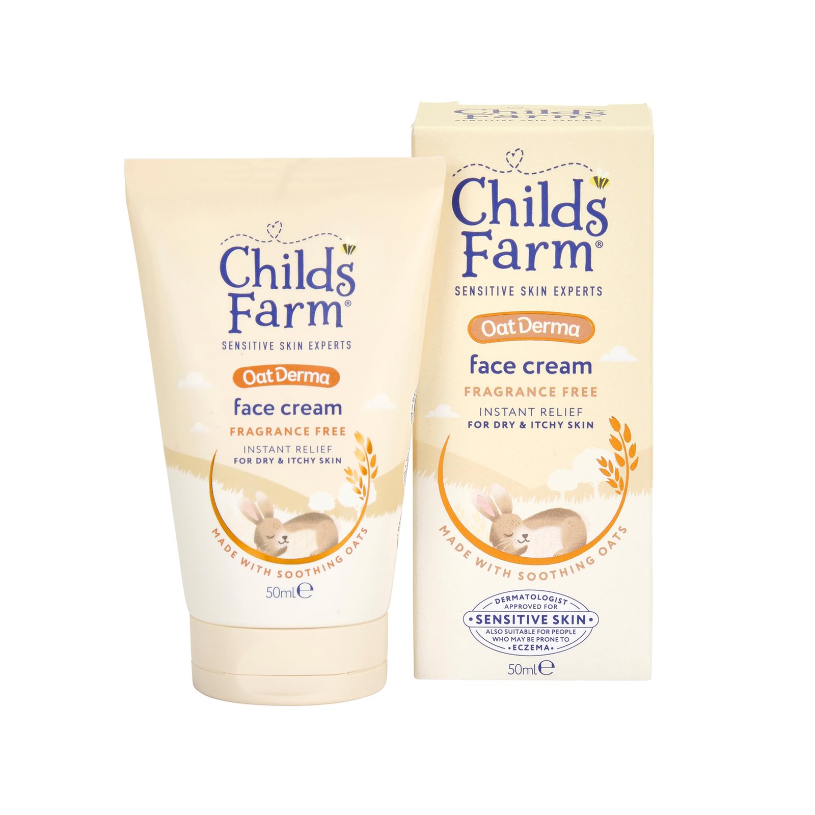 Childs Farm OatDerma Face Cream Moisturiser, Fragrance Free Hydration, Sensitive Skin Emollient, Soothe Baby Kids, 50ml - Image 2