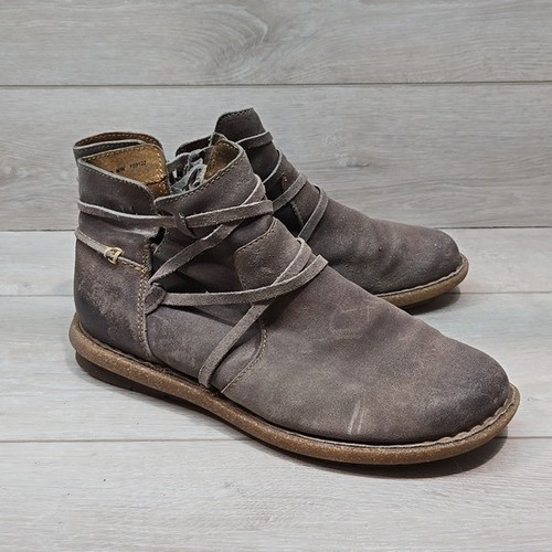 Geboren Damen Tarklin Knöchel abgenutzt grau Leder Schuhe Motorrad Stiefel Größe 9,5 - Bild 2 von 13