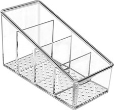 Durable Clear Plastic Remote Storage Organizer with 4 Compartments - 1 Pack