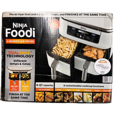 Ninja Foodi 8 Qt 2-Basket Air Fryer DualZone 6 Functions White DZ201
