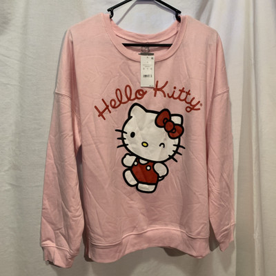 Hello Kitty Sanrio Large Harō Kiti Pink Sweatshirt Sweater Womens Girl Teens New