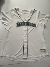 SEATTLE MARINERS Women Baseball Jersey White Size 2XL Majestic Cool Base NWOT