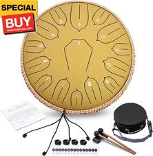 Steel Tongue Drum 15 Notes 14 Inch D-Key Panda Balmy Drum Percussion Instrument