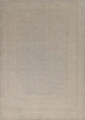 Handmade Transitional Muted Oushak Turkish Rug 8x10 Ft Vegetable Dye Wool Rug