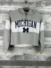 Michigan Wolverines Hoodie Womens Large Cropped Champion Reverse Weave
