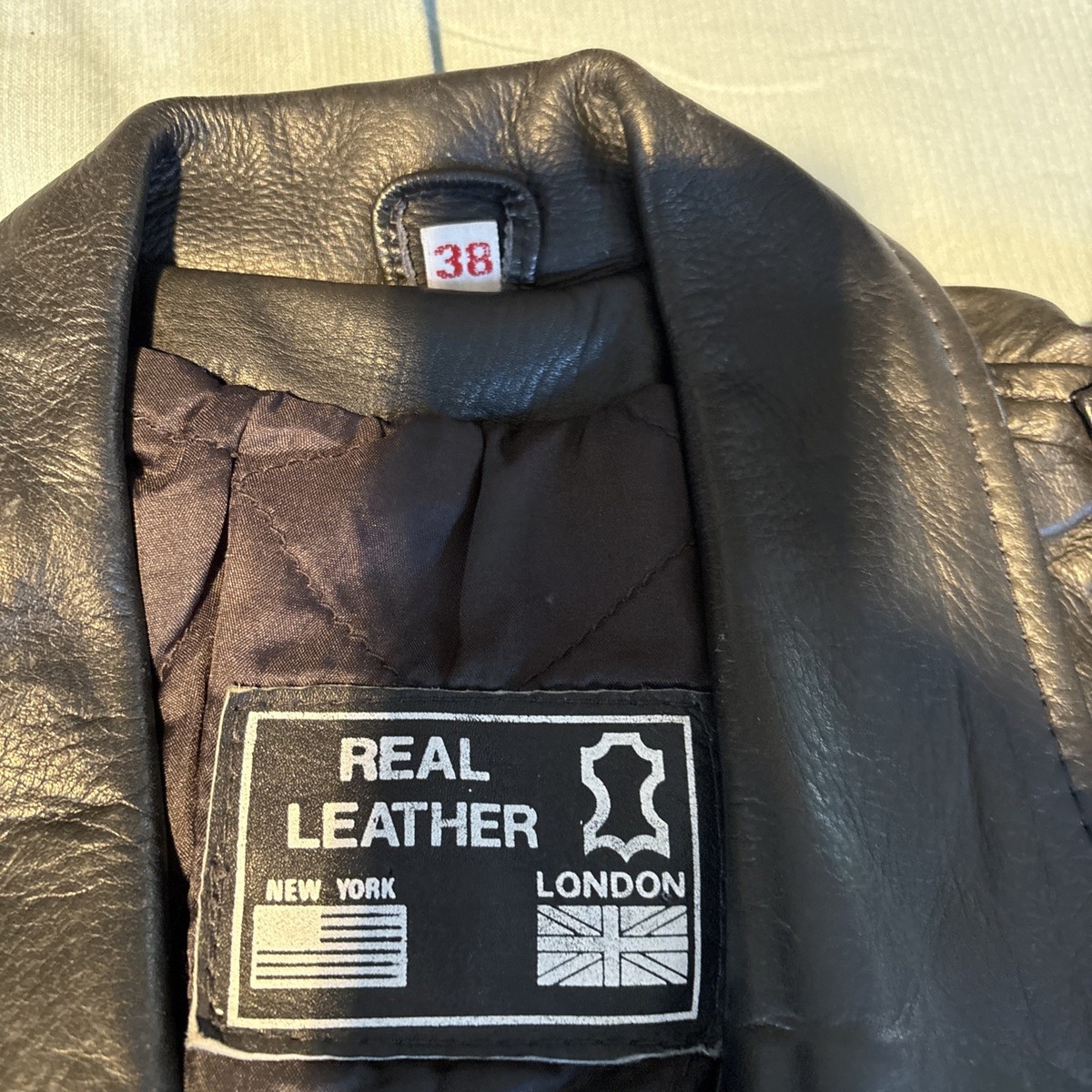 Echtes Leder Leather Jacket Black Biker size 38 | eBay