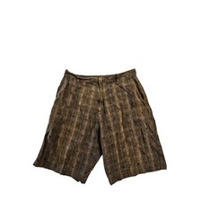 Burnside Mens Plaid Cargo Shorts Grey Black Size 34 Casual Outdoor