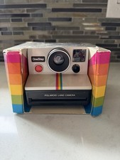 Vintage Original Polaroid SX-70 OneStep White Rainbow Stripe Land Camera
