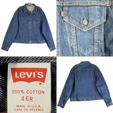 Vintage Levi  s Denim Trucker Jacket 70506 0216 Size 46 Made in USA Blue