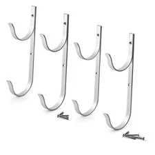  Pool Pole Hanger Premium 4pc Aluminium Holder Set, Ideal Hooks for 2