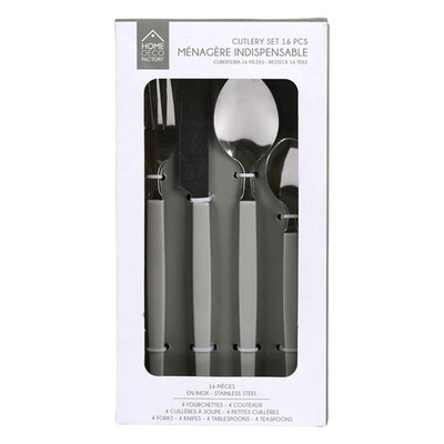 HowHomely Besteckset 16-teilig Set Gabel Löffel Messer grau Edelstahl Deko