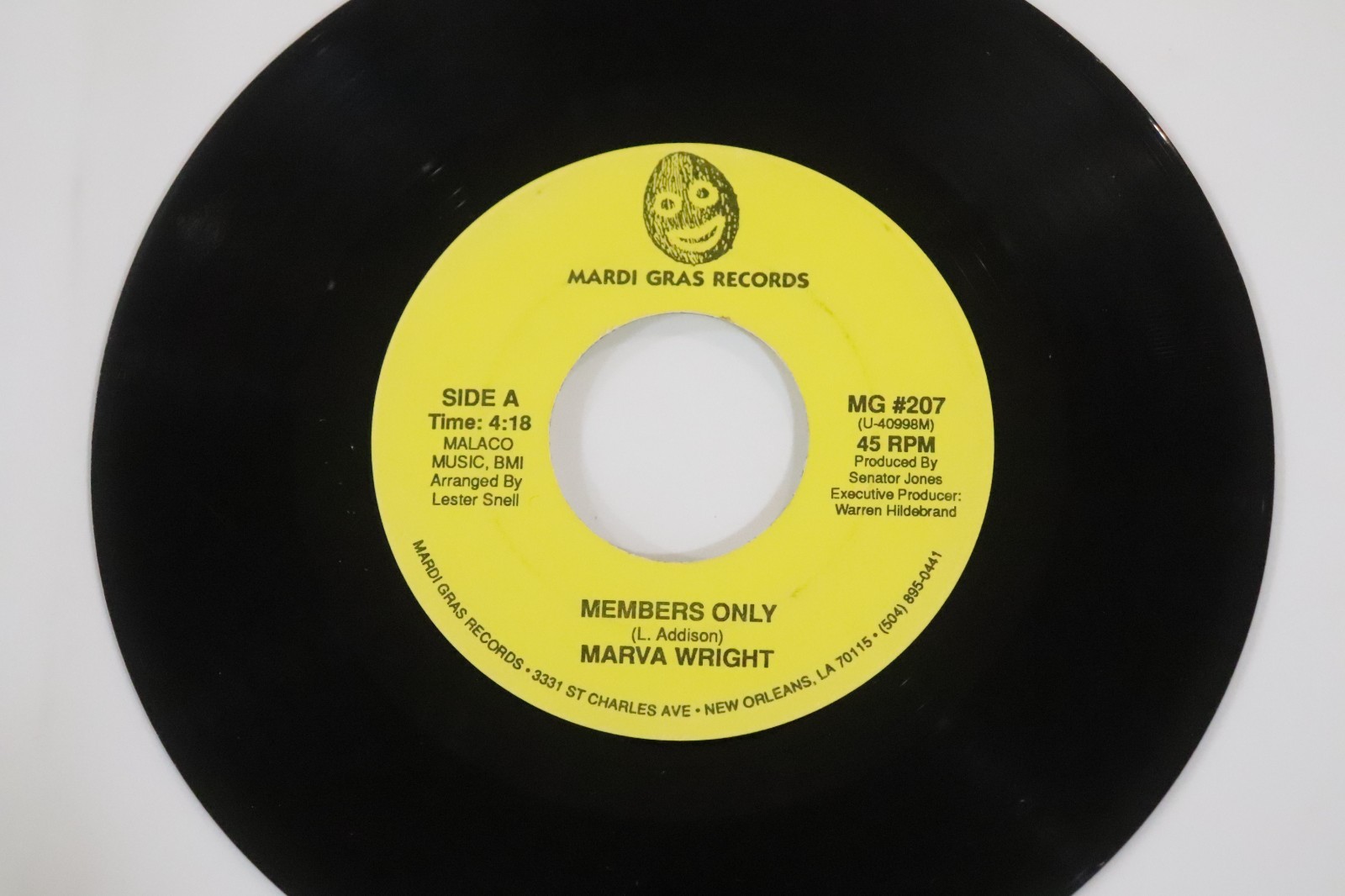 Rare MARVA WRIGHT 45 You Send Me / Members Only MARDI GRAS 207 Funk Soul R&B '95