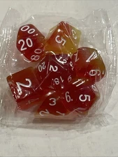 7 pc. Dungeons and Dragons D&D RPG ROLE-PLAYING GAME Dice Set Orange Yellow