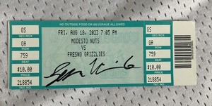 Ben Williamson Signed Ticket Stub Modesto Nuts Seattle Mariners MLB