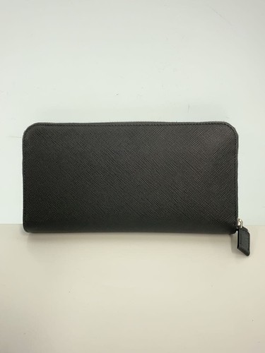 PRADA Long Wallet PVC BLK Plain Mens 2ML317 Saffiano Triangle Used - Picture 2 of 8