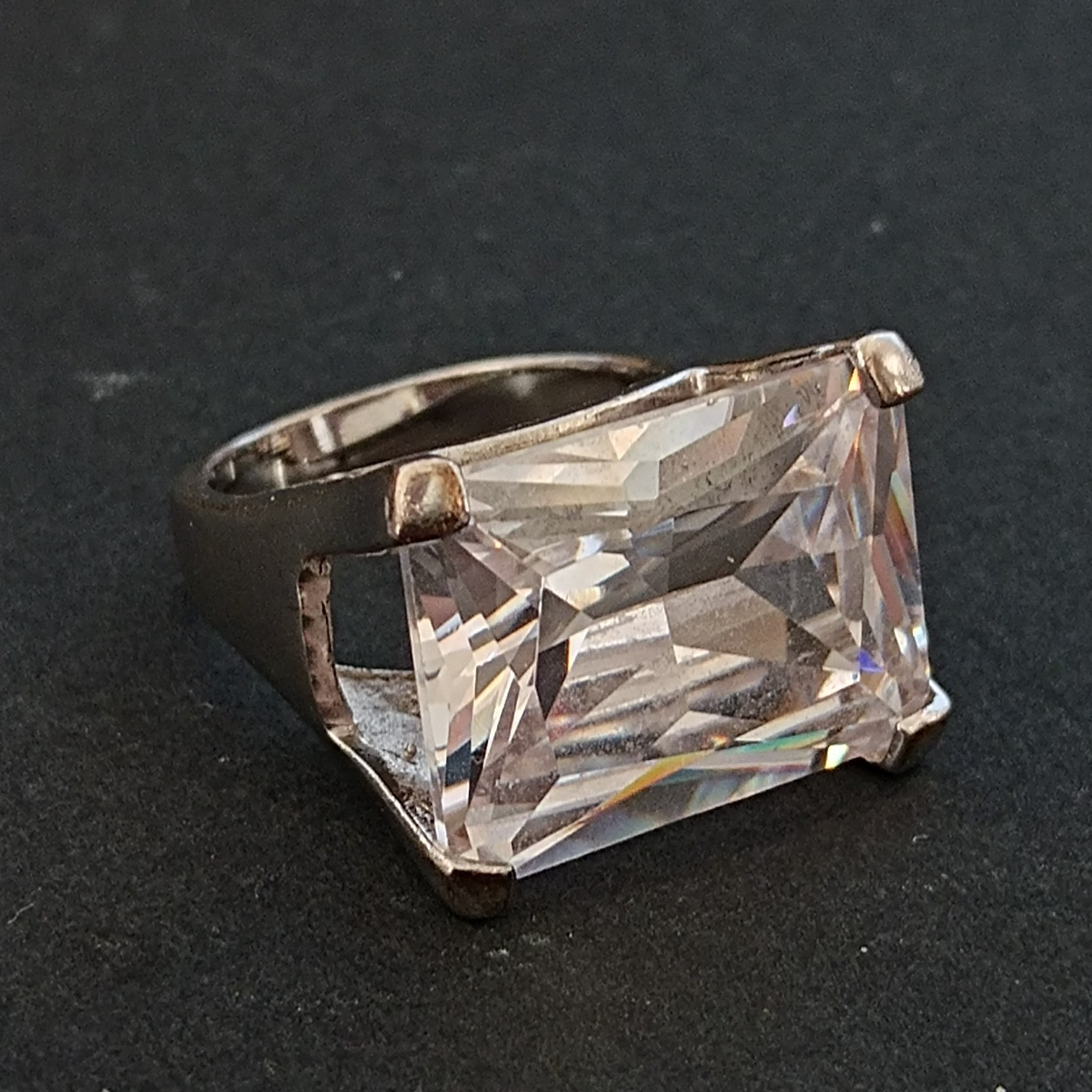 Clear Quartz Silver Ring Statement Cocktail Moder… - image 11