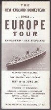 New England Homestead Europe Tour folder S S France KLM Airlines 1963