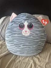 TY Squish A Boos Plush Pillow Type Soft Stuffed Animal Kiki the Cat 12 inch