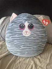 TY Squish A Boos Plush Pillow Type Soft Stuffed Animal Kiki the Cat 12 inch