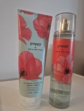 2pc SET BATH BODY WORKS POPPY FINE FRAGRANCE MIST SPRAY BODY CREAM NEW