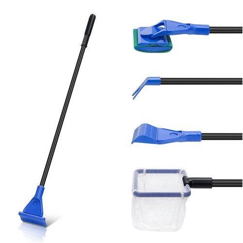 5 in 1 Fish Tank Cleaner Kit Aquarium Cleaning Tools with 19 Inch Anti-Slip Hand